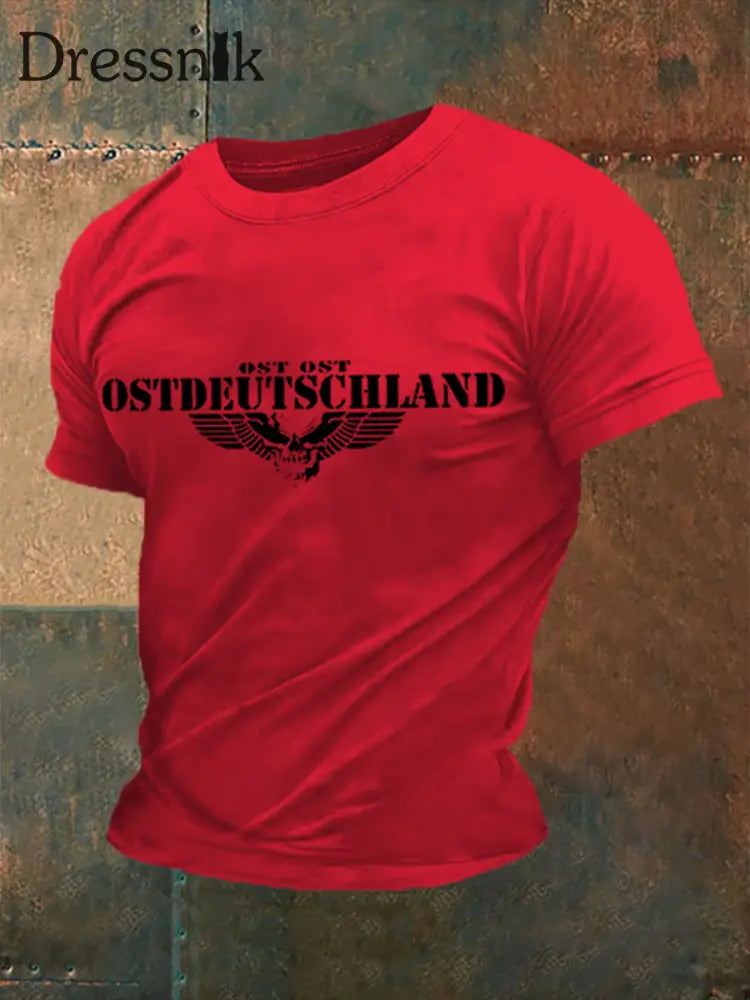 Kurzarm-T-Shirt für Männer mit Totenflügel-Druck Reines Rot / S