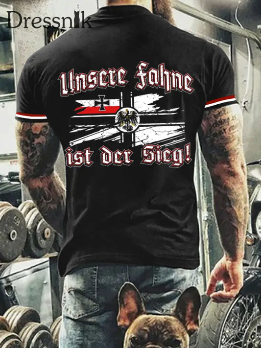 Kurzarm-T-Shirt für Männer Unsere Fahne Ist der Sieg bedruckt Schwarz / S