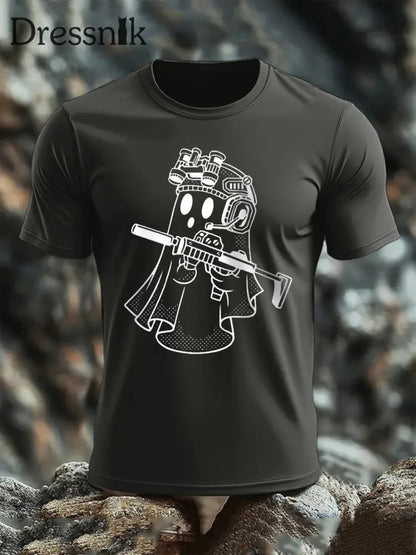 Kurzarm-T-Shirt mit Halloween-Print für Männer Dunkelgrau / S