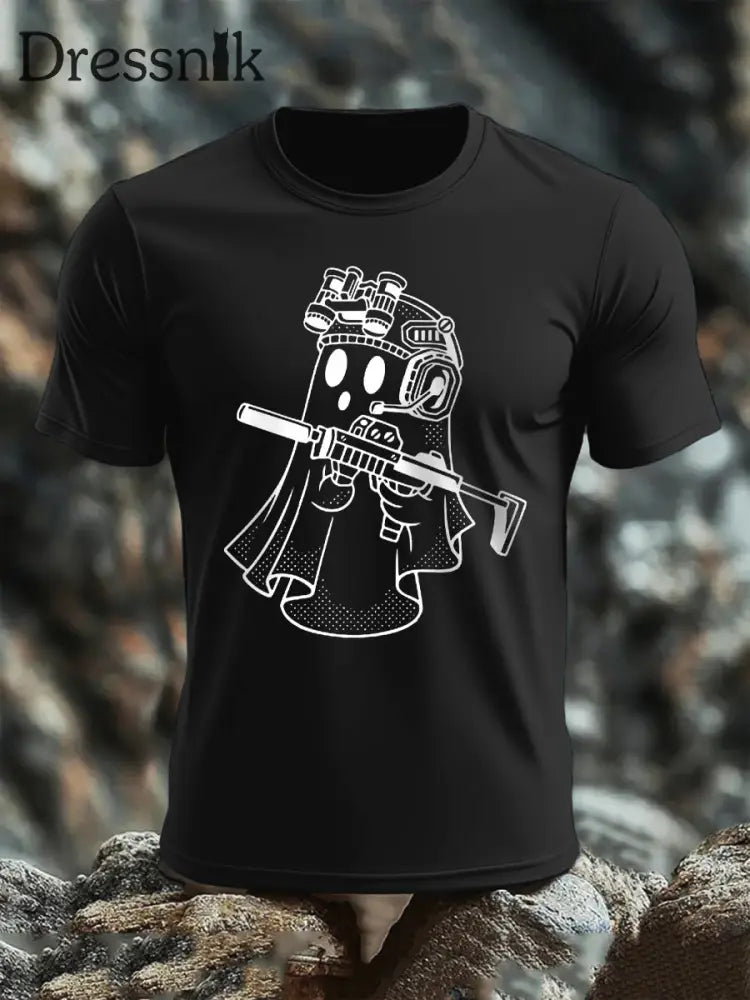 Kurzarm-T-Shirt mit Halloween-Print für Männer Schwarz / S