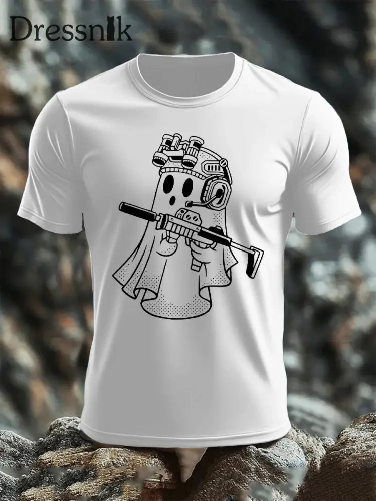 Kurzarm-T-Shirt mit Halloween-Print für Männer Weiß / S