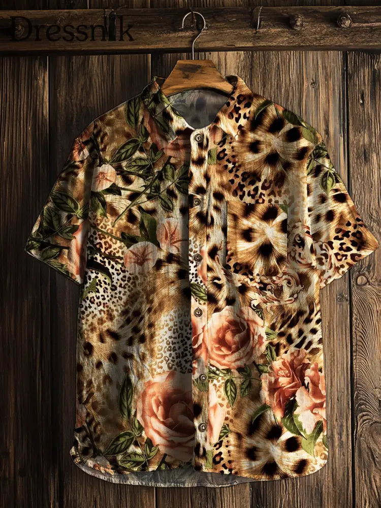 Kurzarm-Taschen hemd für Männer mit abstraktem Kunstdruck A / S