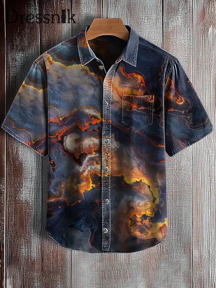 Kurzarm-Taschen hemd für Männer mit abstraktem Kunstdruck A / S