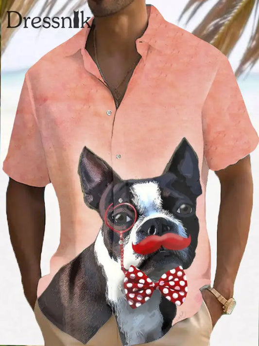 Kurzarmhemd für Herren hunde Baby Pink / S