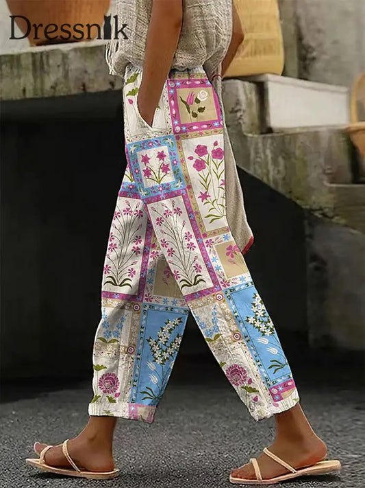 Lässige Hosen für geometrische Pflanzen blumen als bild / S