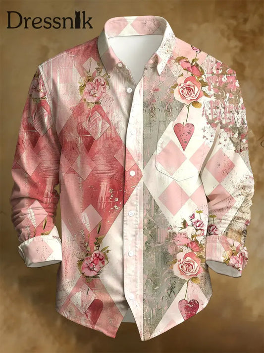 Langärmliges Bedrucktes Herren-Hemd im Business-Stil A / S