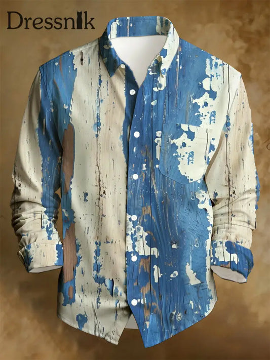 Langärmliges Bedrucktes Herren-Hemd im Business-Stil A / S