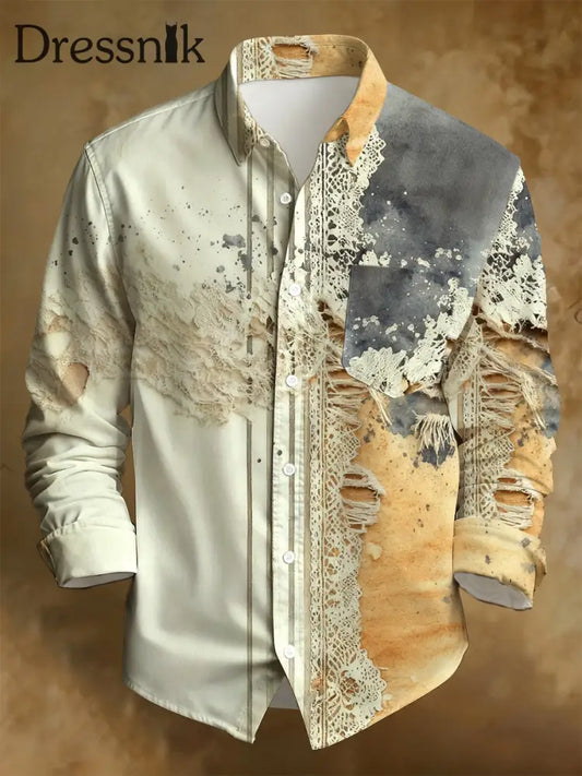 Langärmliges Bedrucktes Herren-Hemd im Business-Stil A / S