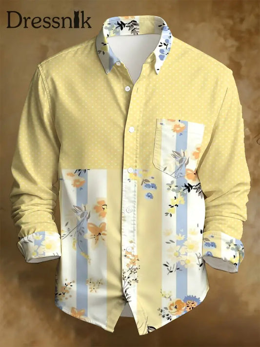 Langärmliges Bedrucktes Herren-Hemd im Business-Stil A / S