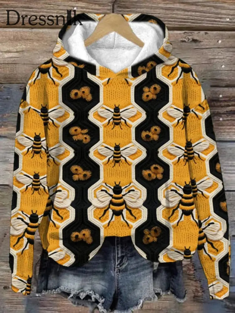 Langärmliges Damen-Sweatshirt Mit Bienen-Print Picture 1 / S