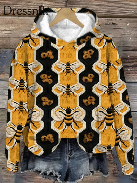 Langärmliges Damen-Sweatshirt Mit Bienen-Print Picture 1 / S