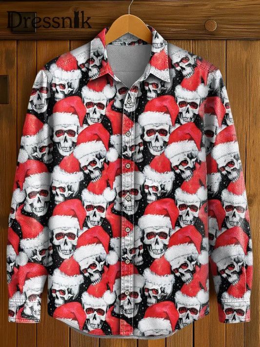 Langärmliges Herren hemd mit Gothic Weihnachts druck Rot / S