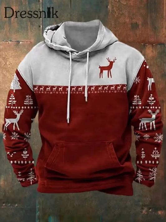 Langärmliges Kapuzen-Sweatshirt Mit Rundhals Druck Bedruckt Weihnachts Freude A / S