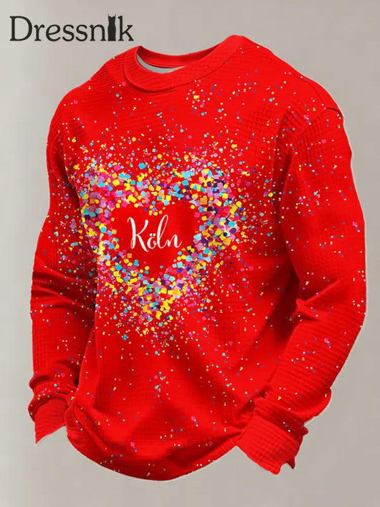 Langärmliges Oberteil mit Waffel druck für Herren Kölnisch Karneval Rot / S