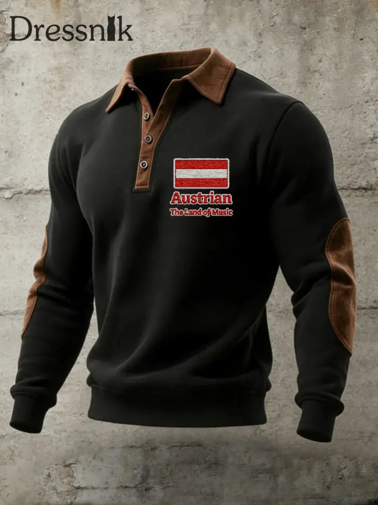 Langärmliges Polos hirt mit österreichi schem Retro-Print als bild / S