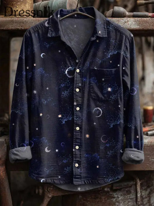 Langärmliges Retro-Mond-Print-Hemd als bild / S