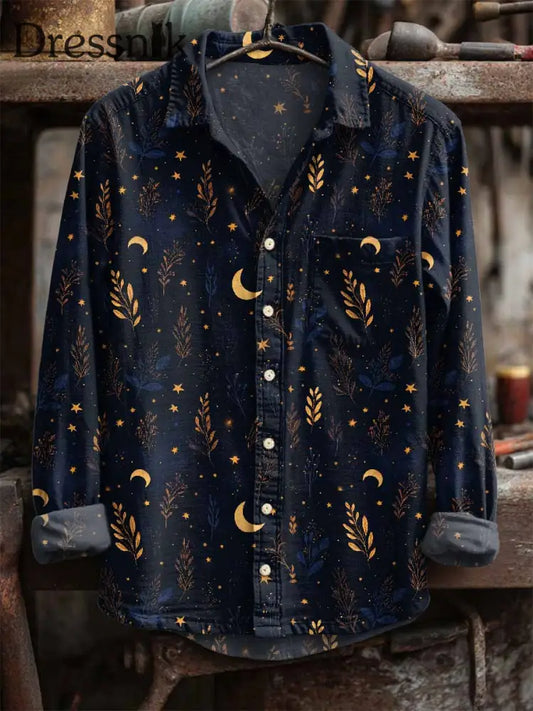 Langärmliges Retro-Mond-Print-Hemd als bild / S