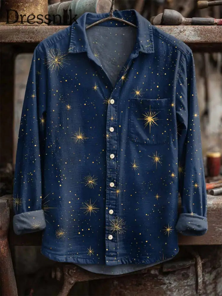 Langärmliges Retro-Star-Print-Hemd als bild / S