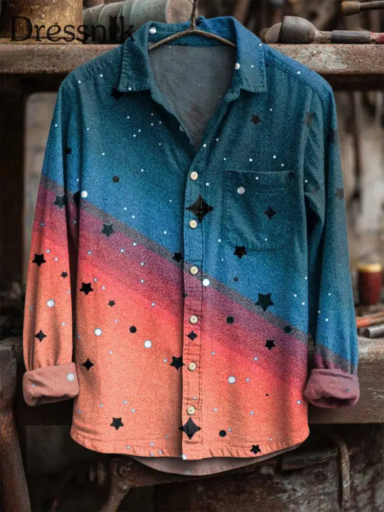 Langärmliges Retro-Star-Print-Hemd als bild / S
