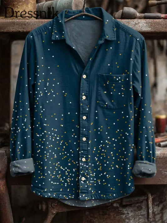 Langärmliges Retro-Star-Print-Hemd als bild / S