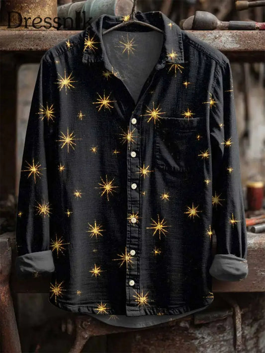 Langärmliges Retro-Star-Print-Hemd als bild / S