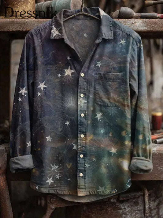 Langärmliges Retro-Star-Print-Hemd als bild / S