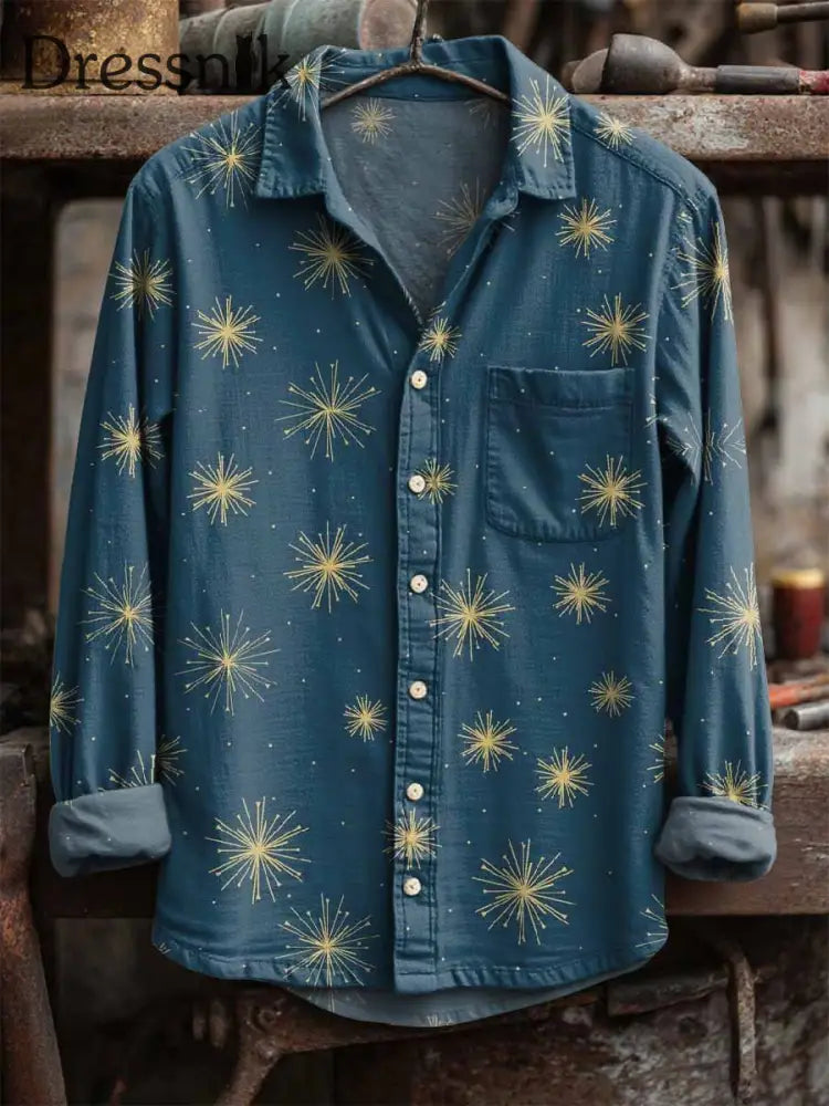Langärmliges Retro-Star-Print-Hemd als bild / S