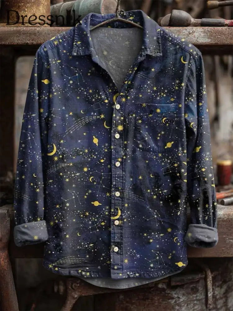 Langärmliges Retro-Star-Print-Hemd als bild / S