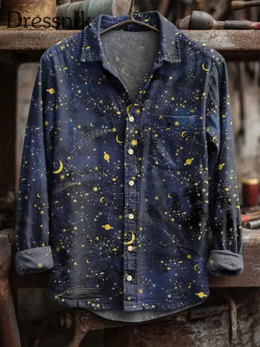 Langärmliges Retro-Star-Print-Hemd als bild / S
