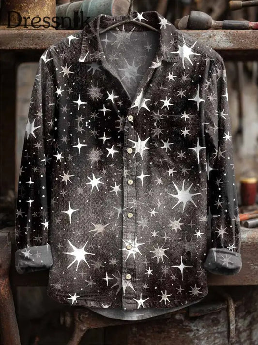 Langärmliges Retro-Star-Print-Hemd als bild / S