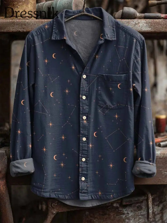 Langärmliges Retro-Star-Print-Hemd als bild / S