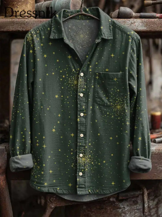 Langärmliges Retro-Star-Print-Hemd als bild / S