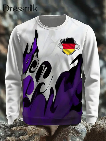 Langärmliges T-Shirt für Männer Deutschland bedruckt Blau / S