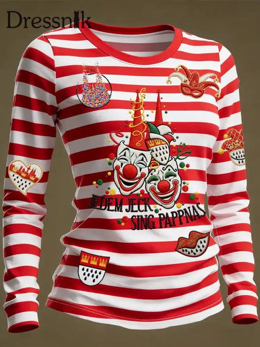 Langärmliges T-Shirt mit Kölner Karnevals druck für Damen Rot / S