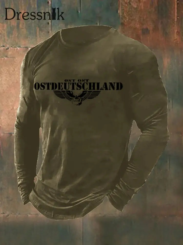 Langarm-T-Shirt für Herren mit Totenflügel Armee grün / S