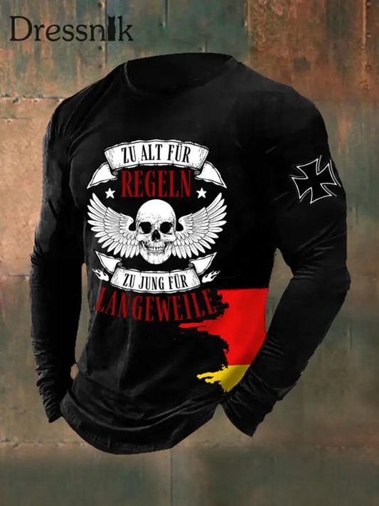 Langarm-T-Shirt für Herren Zu alt für Regeln bedruckt Schwarz / S