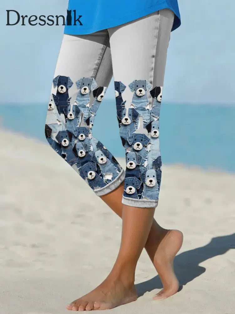 Leggings für Damen Jeans hunde Hellgrau / S