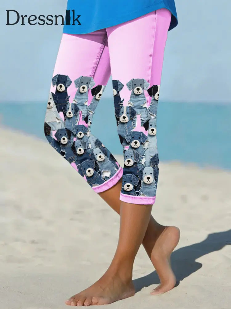 Leggings für Damen Jeans hunde Rosa / S