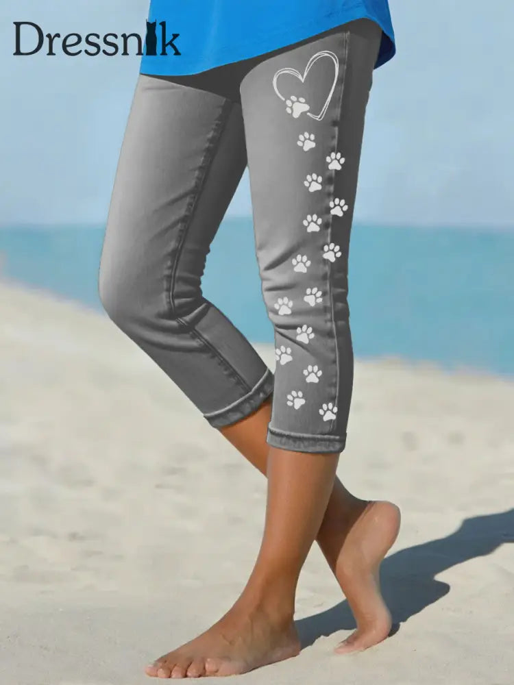 Leggings mit Jeans-Pfote für Frauen Dunkelgrau / S