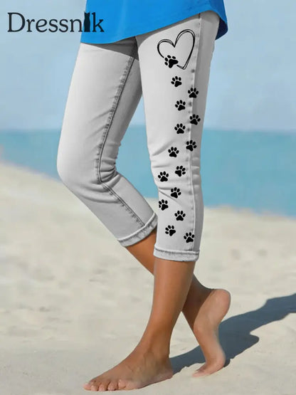 Leggings mit Jeans-Pfote für Frauen Hellgrau / S