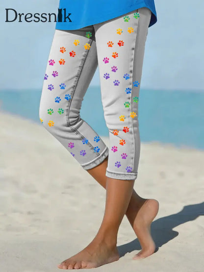 Leggings mit Jeans-Pfote für Frauen Hellgrau / S