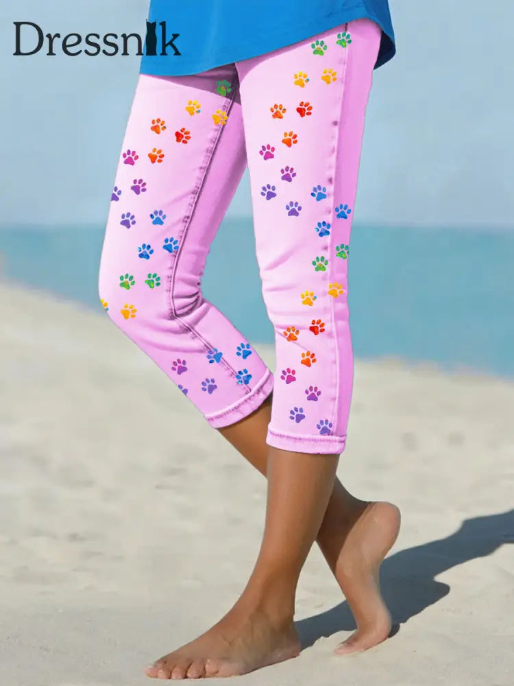 Leggings mit Jeans-Pfote für Frauen Rosa / S