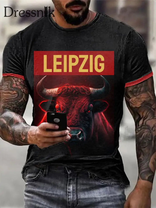 Leipziger Kurzarm-T-Shirt für Männer Schwarz / S