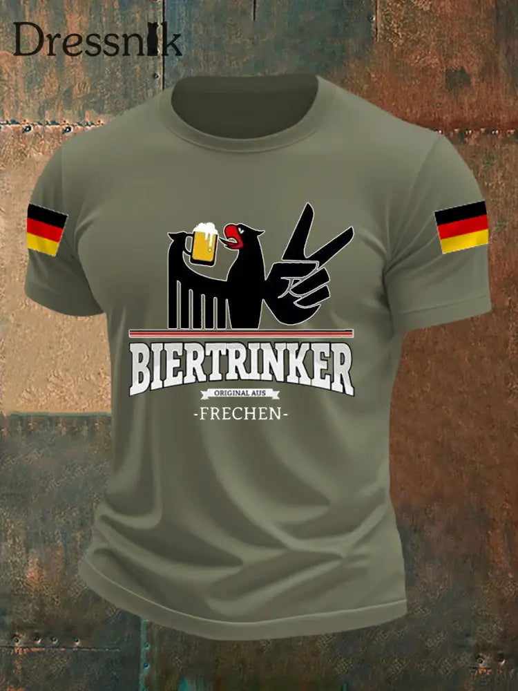 Lustige Bier liebhaber für Männer lässiges T-Shirt Armee grün / S