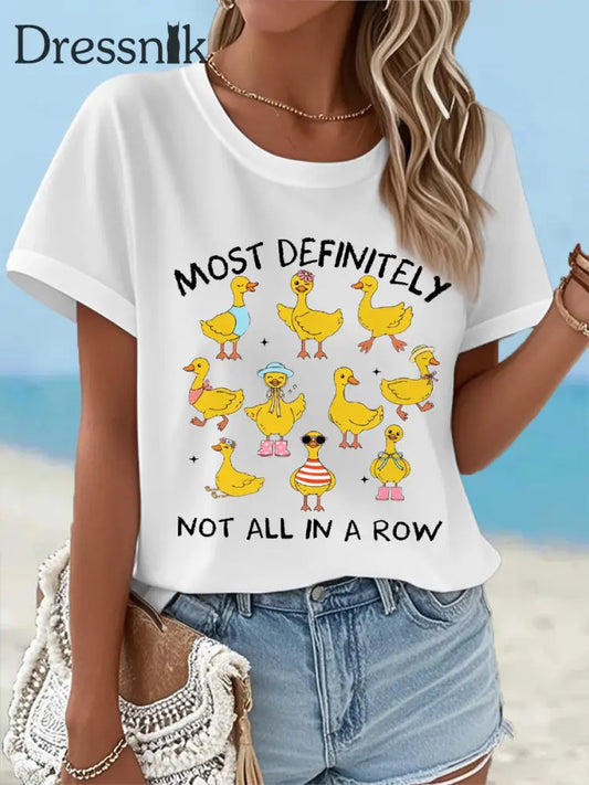 Lustige Enten für Frauen definitiv nicht alle in einer Reihe Casual T-Shirt Weiß / S