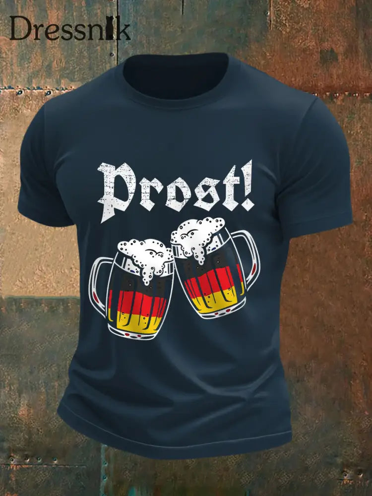 Lustige Prost der Männer! Bier liebhaber lässiges T-Shirt Marineblau / S
