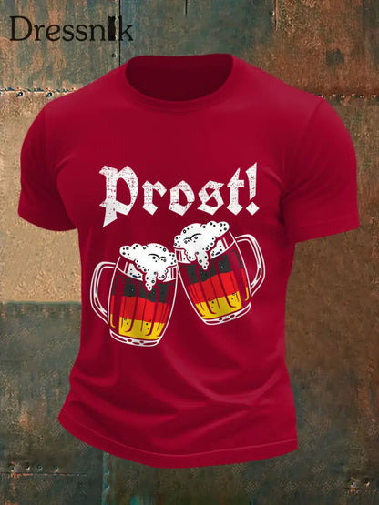 Lustige Prost der Männer! Bier liebhaber lässiges T-Shirt Tiefrot / S
