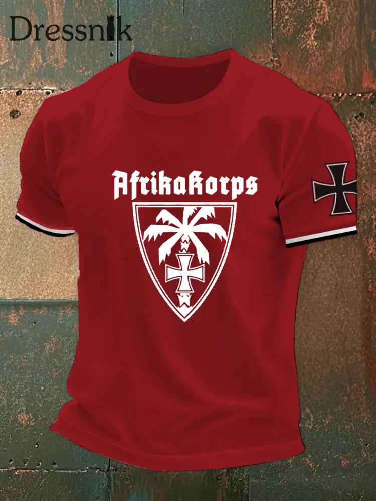 Männer Afrika Corps T-Shirt mit kurzen Ärmeln Rot / S
