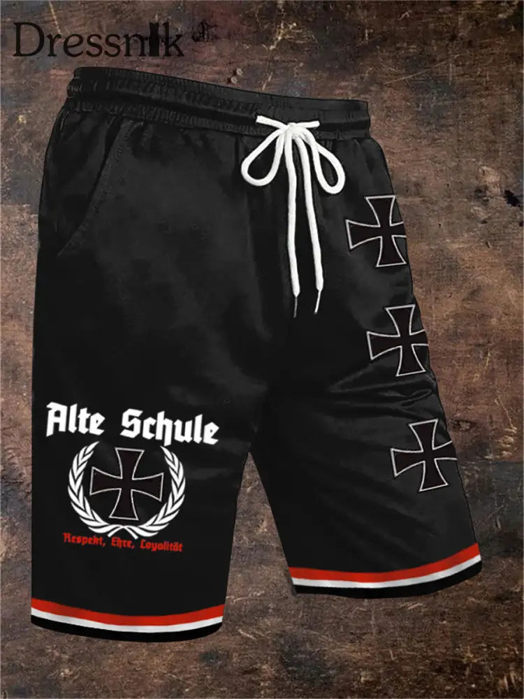 Männer Alte Schule Shorts Kordel zug Schwarz / S