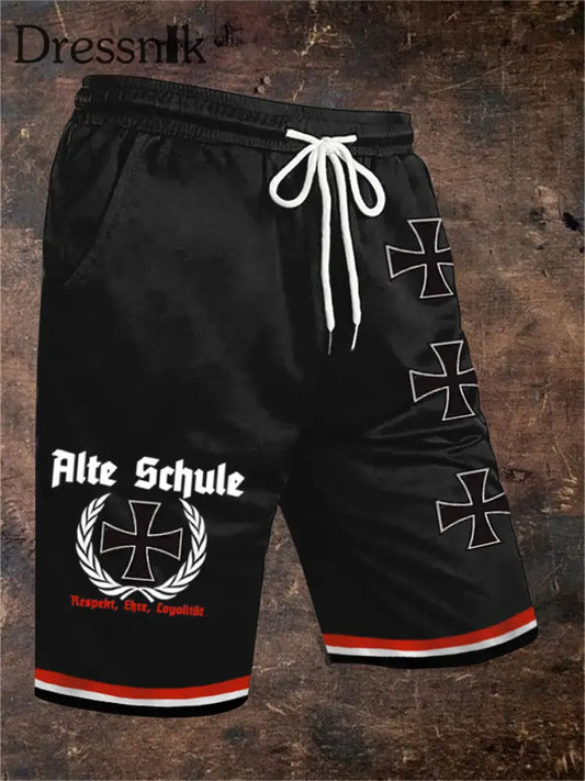 Männer Alte Schule Shorts Kordel zug Schwarz / S
